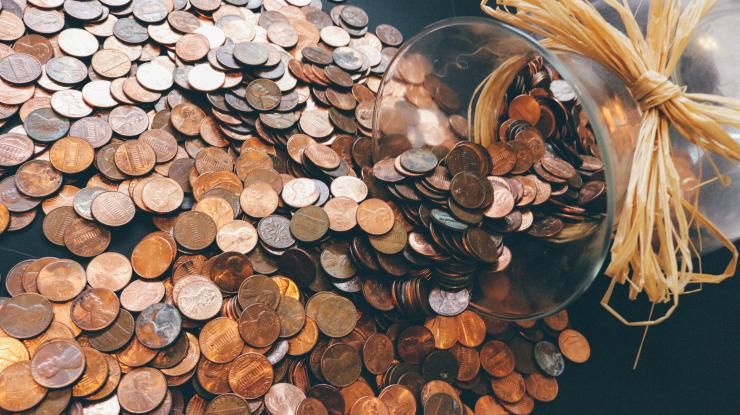 Pile of assorted coins